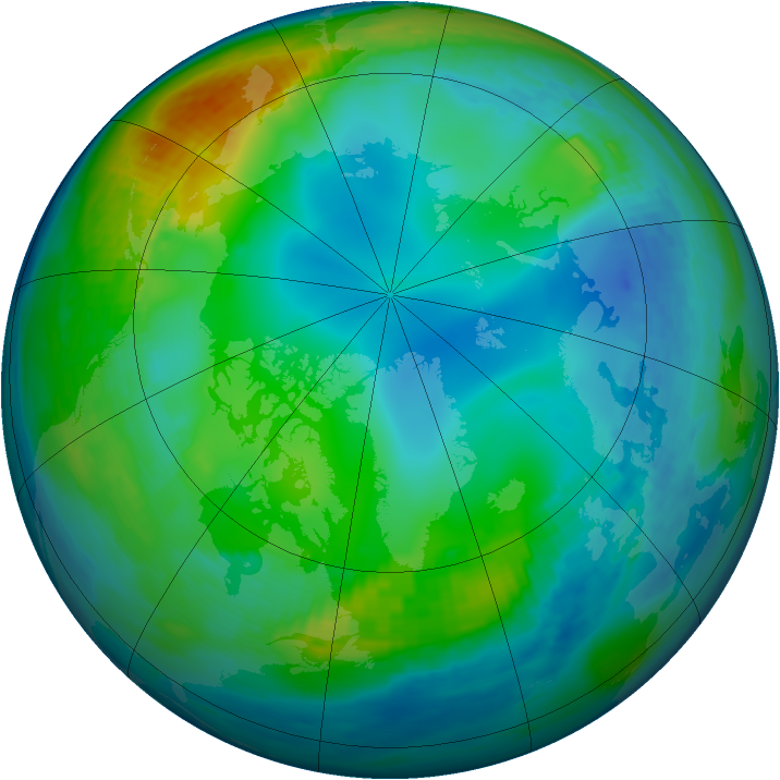 Arctic ozone map for 27 November 1991
